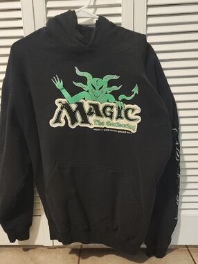Black Pullover Hoodie with Green Graphic